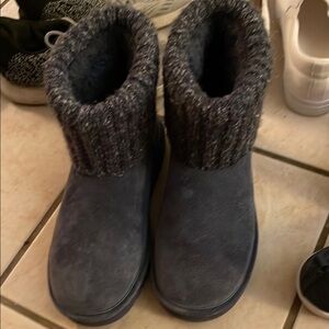 Lamo Gray Winter Boots with Knitted Collar